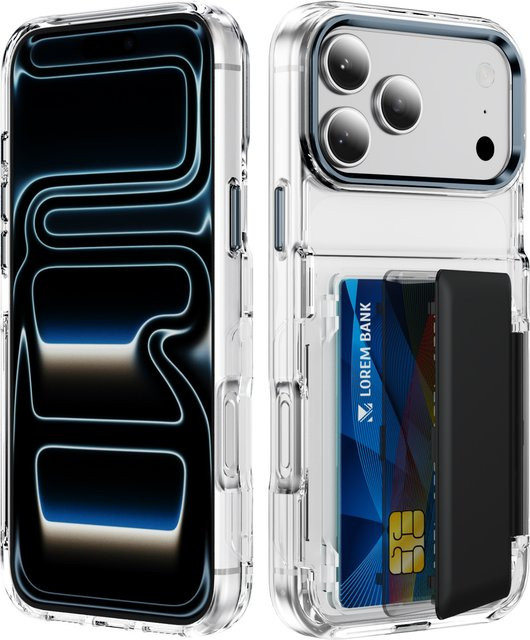 szHAIyu Transparente Flip-Wallet-Handyhülle mit Kartenfach und Ständer für iPhone, Stoßfestes Design in Orange - Bild 1