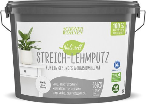 Schöner Wohnen Farbe Putz Naturell Streich-Lehmputz, weiß, 16,0 kg - Bild 1