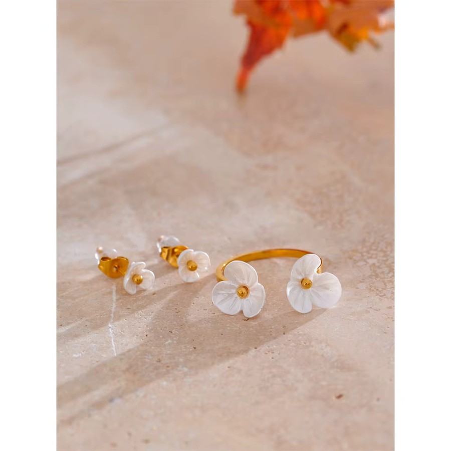 Yhpup Ohrringe, Edelstahl, Blume, Gold - Bild 2