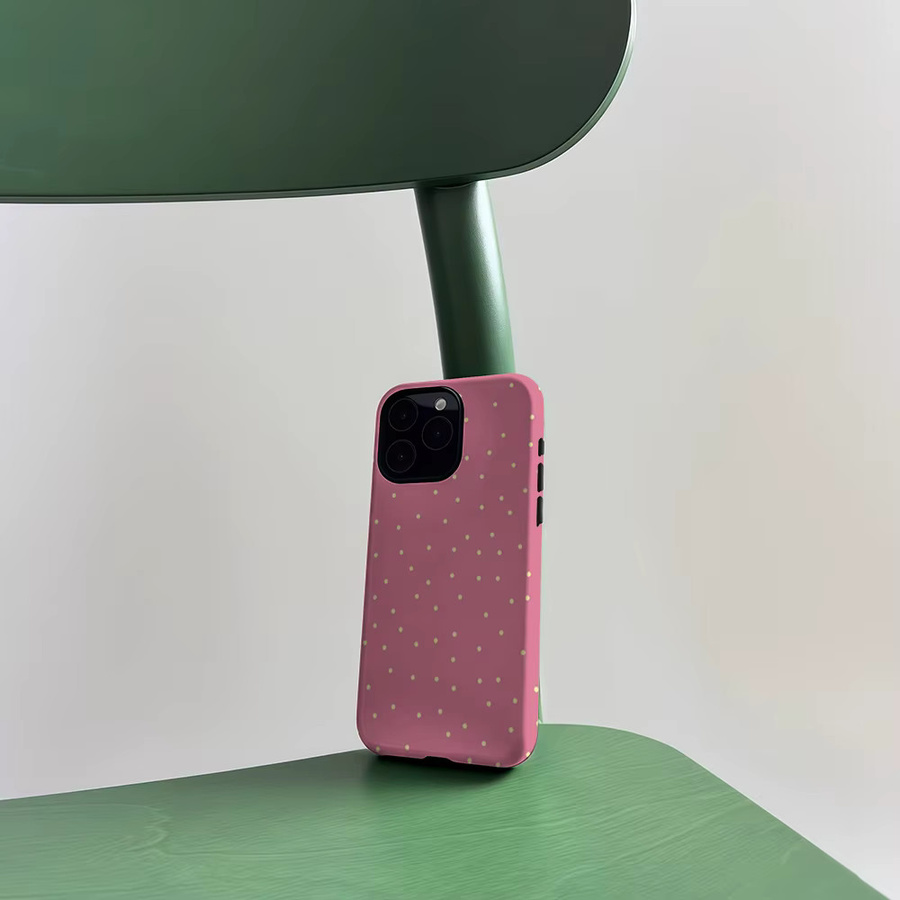 CaseLumi Matte Bumper MagSafe Hülle für iPhone 17 16 15 14 13 Pro Max Stoßfeste PC-Schutzhülle mit Blush Gold Punkten - Bild 4