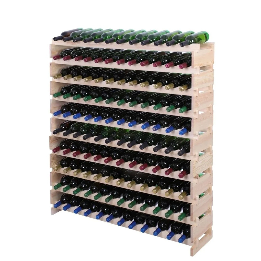 PROREGAL Weinregal VINOTECA FLEX aus massivem Kiefernholz, Natur unbehandelt, braun, H x B x T: 135 x 123 x 32 cm, Platz für 120 Flaschen auf 10 Ebenen - Bild 2