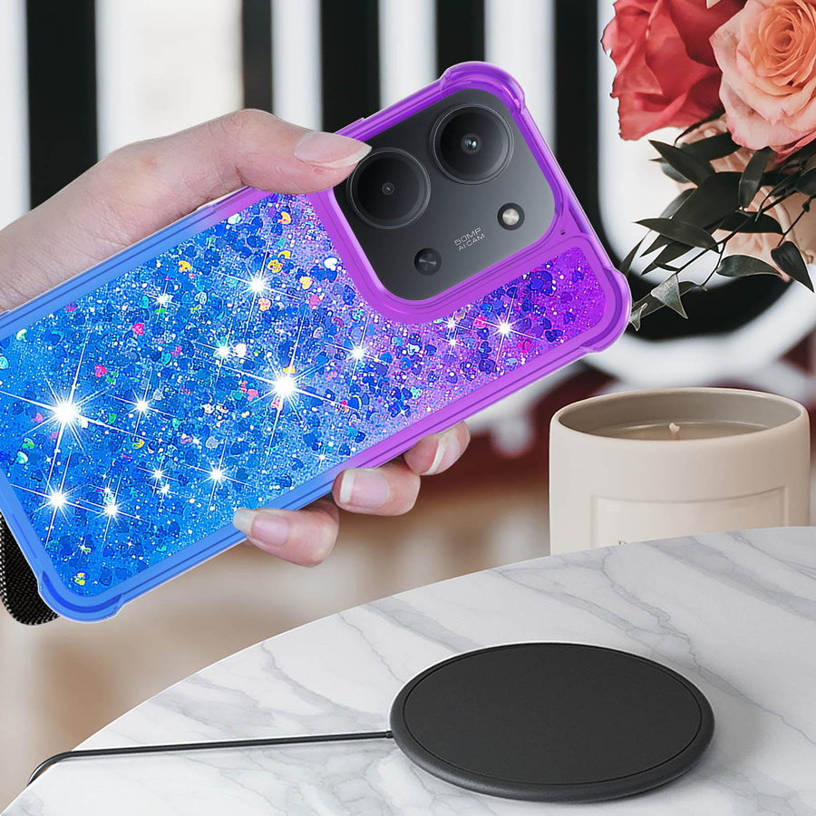 Glitzer Pailletten Handyhülle für Xiaomi Redmi 15 Redmi 15C 4G 5G und Poco C85 mit dynamischem Farbverlauf, stoßfeste Rückabdeckung in Multicolour und Transparent - Bild 2