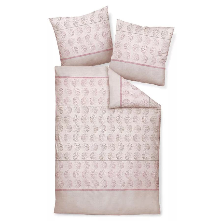 Janine Biber Bettwäsche Davos mit Punkten in Rosa und Grau, Material: Baumwolle/Flanell, B/H: 200 x 220 cm und Kissenbezug: 80 x 80 cm - Bild 1