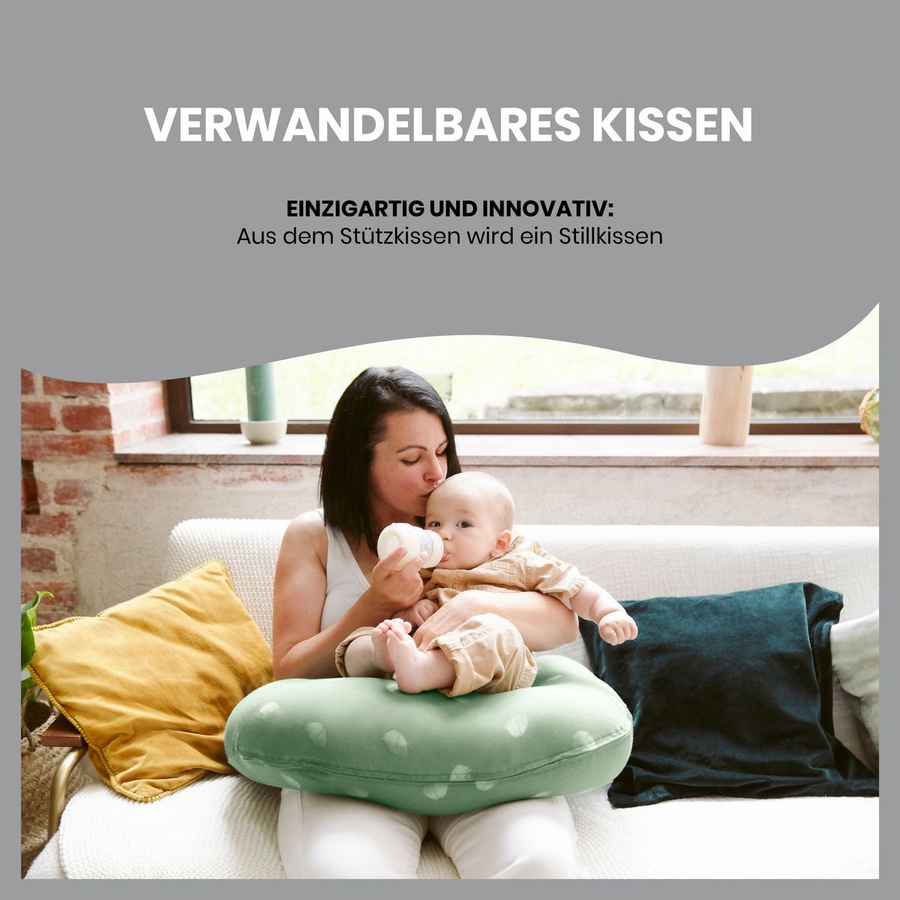 Babymoov Stillkissen 2 in 1 B-Love Crescent mit Mikroperlen-Füllung und 2 Organic-Bezügen in Wind Green - Bild 4