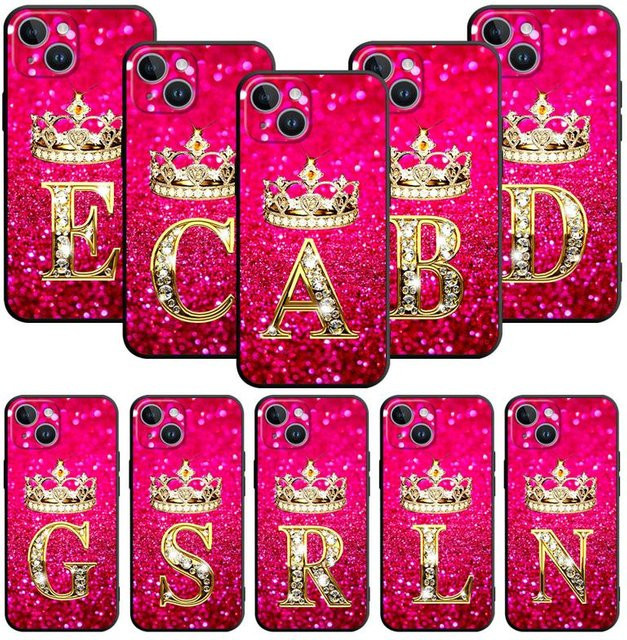Handyhülle Shell Pink Diamonds Letter für Apple iPhone 11 12 13 14 15 Pro Max und SE 2022 in Pink - Bild 1