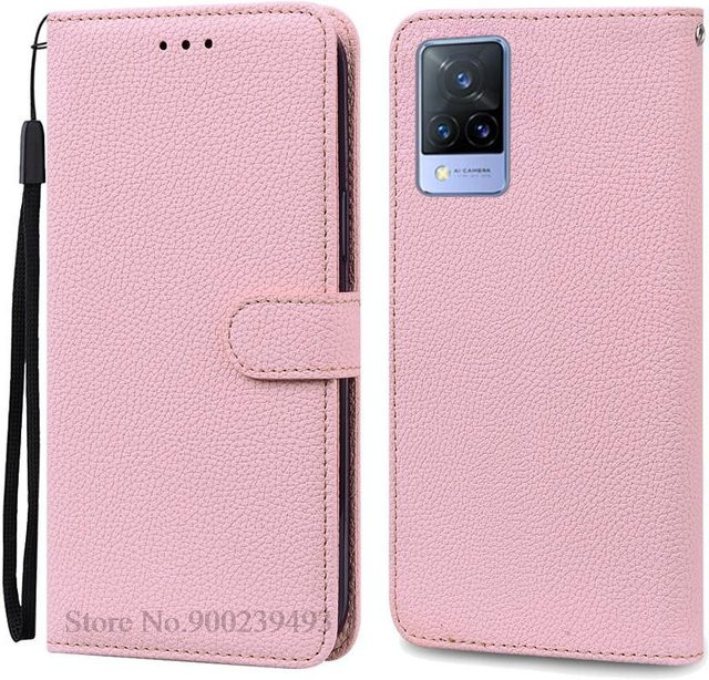 Silikon Wallet Flip Handyhülle für Vivo V21 5G in Rosa - Bild 1