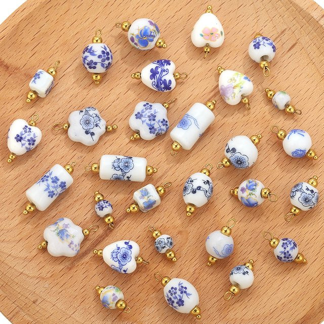 baizzx Herz-Charms, Keramik, blau und weiß, Bunt, Unisex - Bild 1