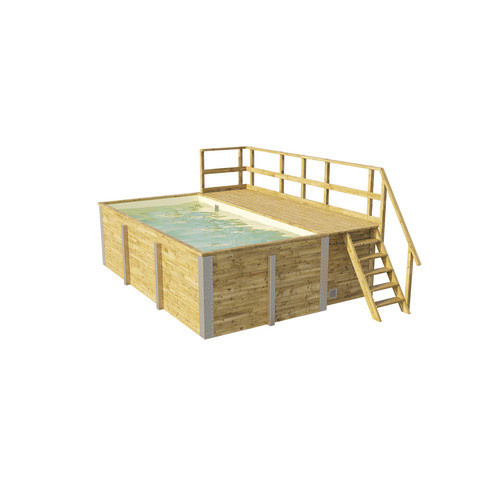 WEKA Massivholzpool 595 rechteckiger Aufstellpool in Sand mit Technikraum und Sonnendeck, B/H/L: 315 x 116 x 500 cm - Bild 2