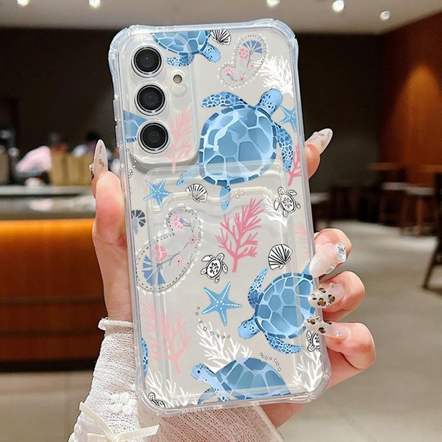 Handyhülle mit Ozean-Schildkröten-Design und Kartenfach für Samsung Galaxy S26 S25 S24 S23 Ultra S25 FE A57 A37 A17 A56 A16 A55 A26 in Multicolour - Bild 1