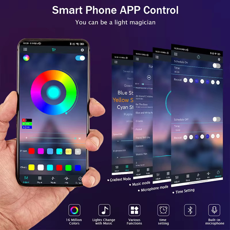 Acosh Neon RGB LED-Lichterkette aus Silikon, flexible USB-Neon-Lichtleiste mit Fernbedienung und App-Steuerung, Multicolour Musiksynchronisierung für Wohnzimmer und Schlafzimmer - Bild 3