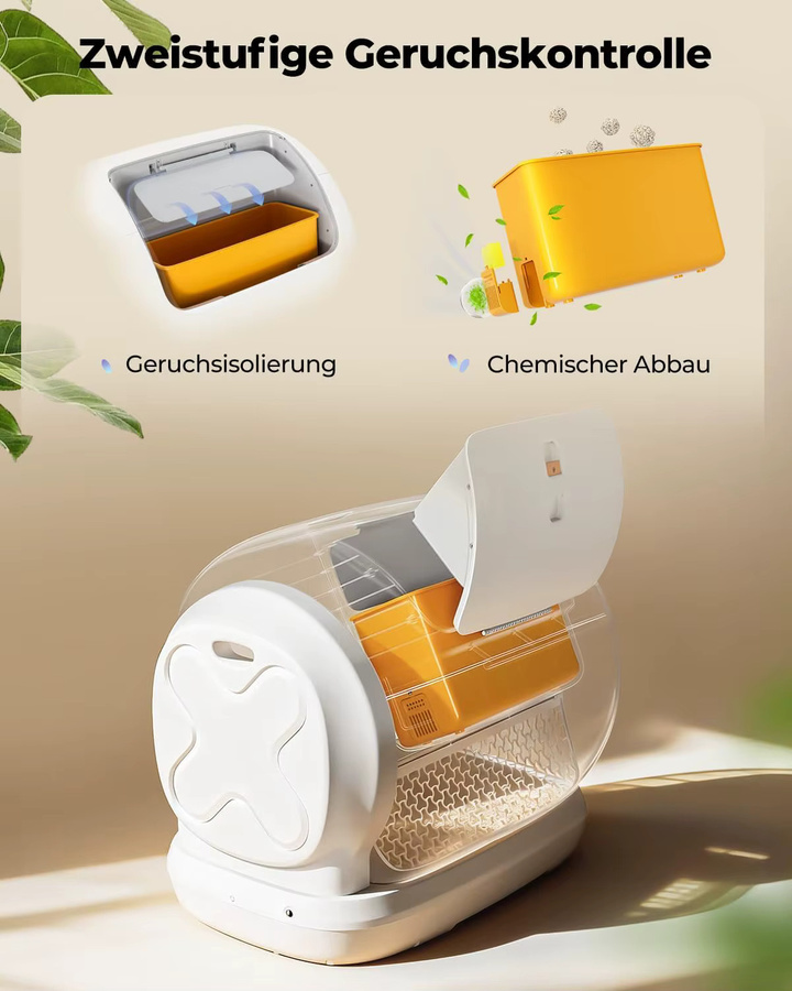 UBPET C42 XXXL Automatische Katzentoilette in Weiß, Halboffene Elektrische Selbstreinigende Katzentoilette mit 106L Volumen für Mehrkatzen-Haushalte - Bild 4