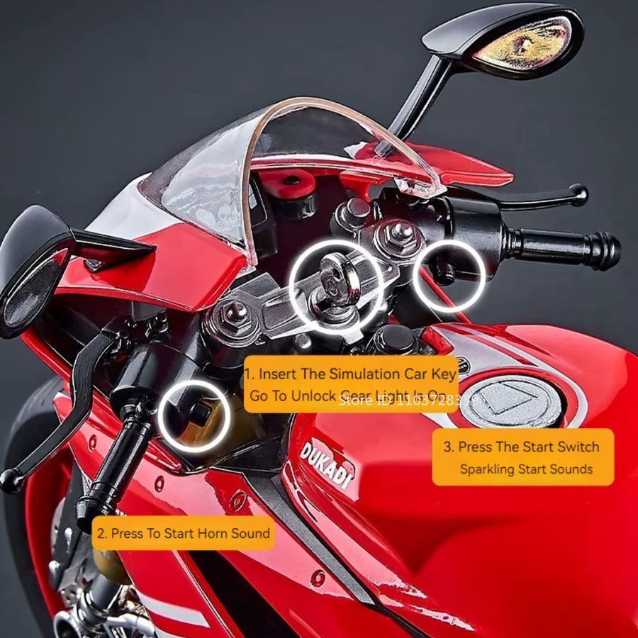 MAKEDA Suzuki Hayabusa Motorrad, Miniaturmodell, 1:9, Metall, mit Licht und Sound - Bild 4
