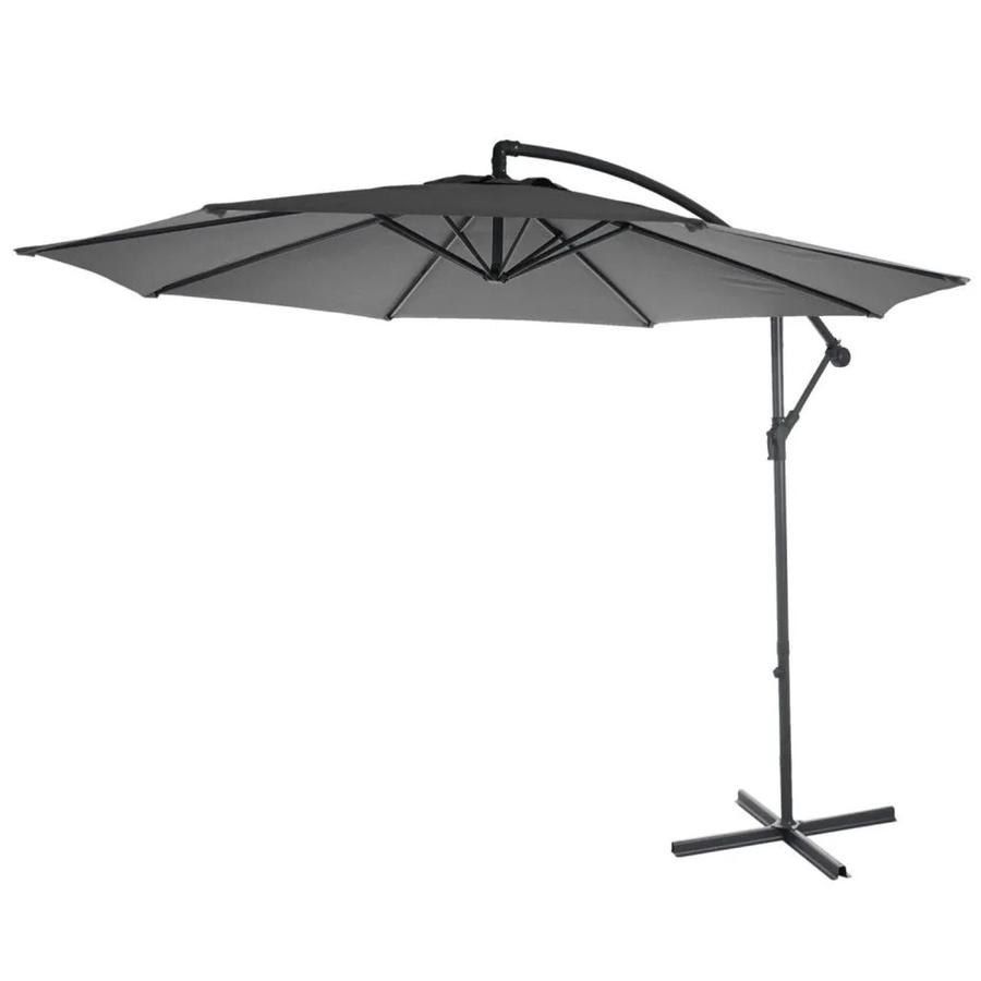 MCW Ampelschirm Terni Sonnenschirm grau Ø 3m neigbar aus Polyester und Stahl - Bild 2