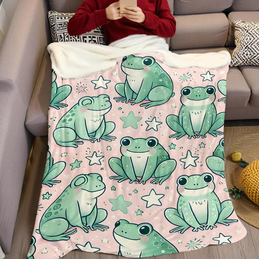 JMG Household Supplies Flanell Decke Rosa Stern Frosch Design, Weich und Warm, B/H: 70 x 100 cm - Bild 2