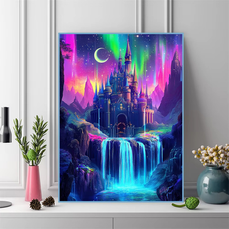 Evershine Diamant-Gemälde Schloss und Wasserfall Bastelset mit quadratischen Bohrern in Multicolour, B/H: 30 x 20 cm - Bild 3