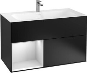 V&B Waschtischunterschrank Finion mit Wandbeleuchtung, Farbe Weiß lackiert, B/H: 99,6 x 49,8 cm - Bild 1