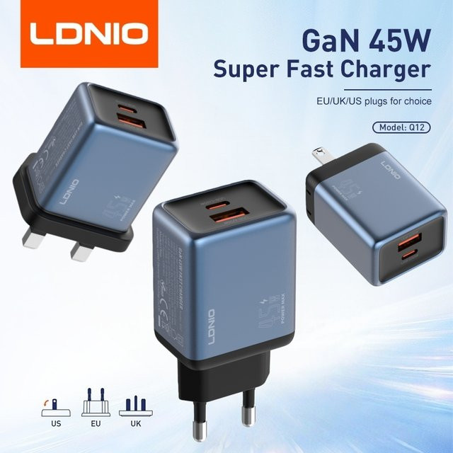 LDNIO Gan 45W Schnellladegerät Typ-C in Blau für iPhone, Xiaomi und Samsung - Bild 1
