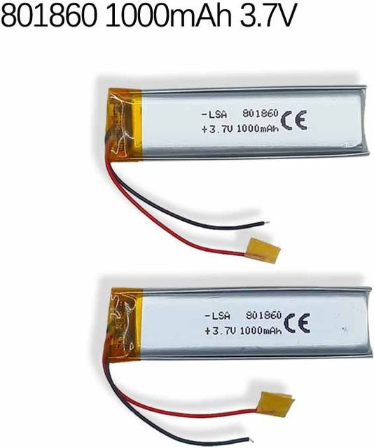Wiederaufladbare Polymer-Lithium-Batterie 801860, 1000mAh, 3,7V, Farbe: Silber - Bild 1