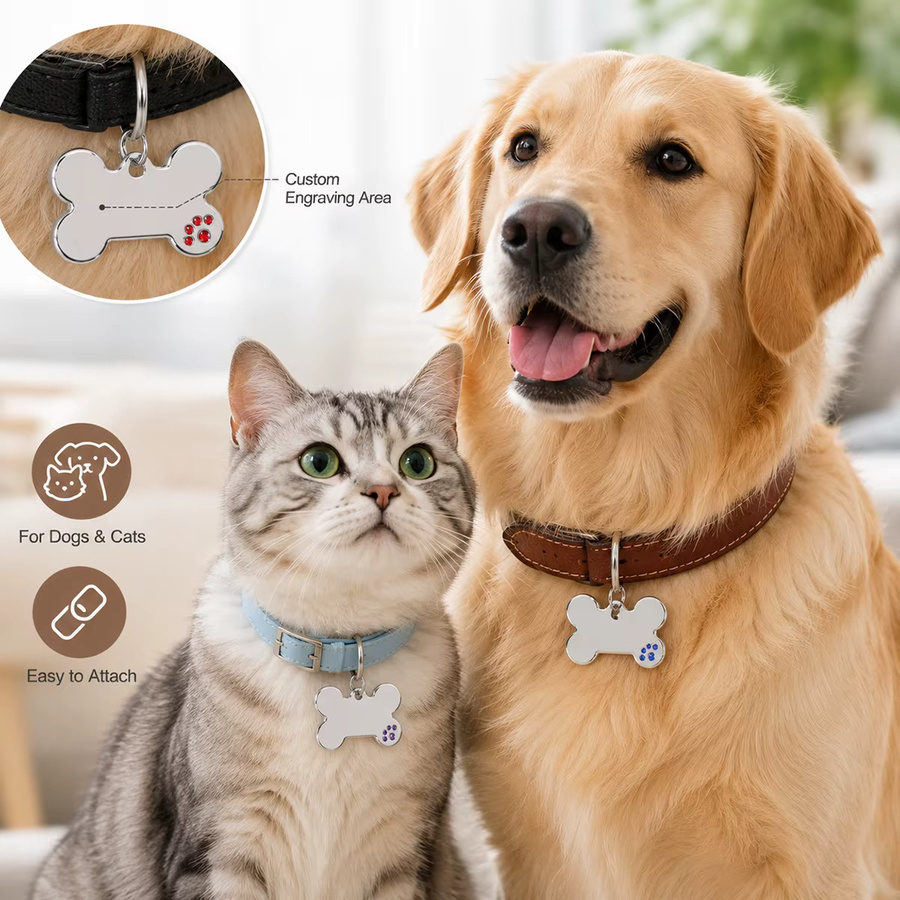 Hundemarke Knochenform, Krallen-Design, personalisiert - Bild 2
