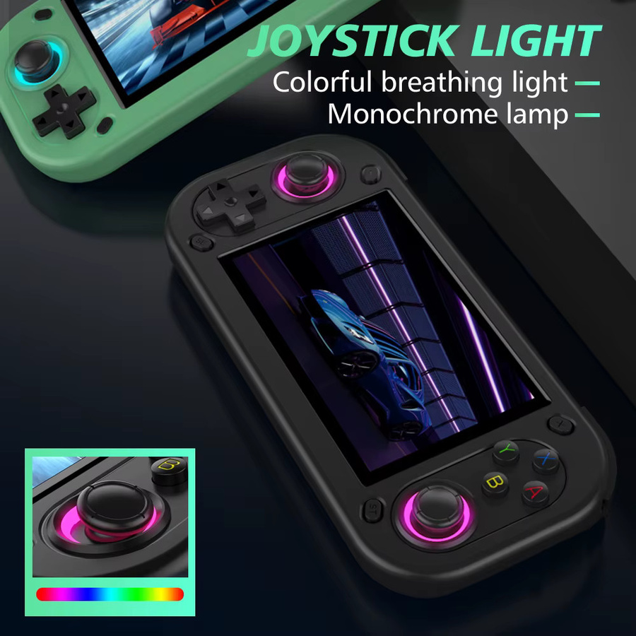 BOYHOM R43S Retro Handheld Videospielkonsole mit 4,3 Zoll IPS Bildschirm, Open Source Linux System und HDMI Out, Schwarz - Bild 2
