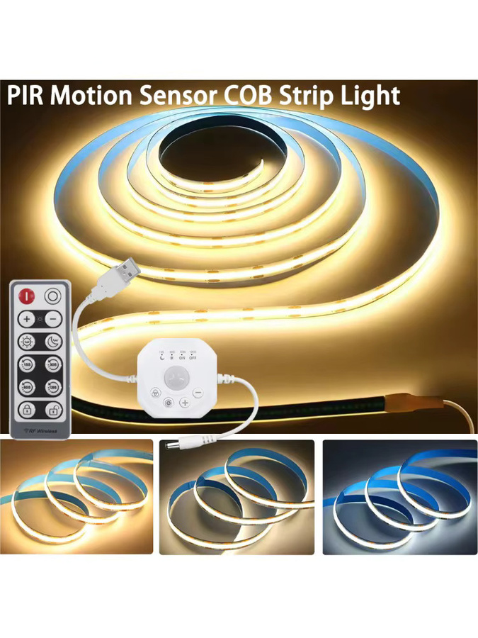 YSRSAI USB COB LED-Streifenlicht mit PIR-Bewegungsmelder und Dimmfunktion, weiße Schrankbeleuchtung für Küche und Zuhause - Bild 7
