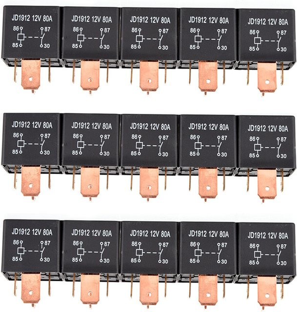 JINHF Wasserdichtes Hochleistungsrelais JD1912 4Pin 80A 12V/24V Schwarz - Bild 1
