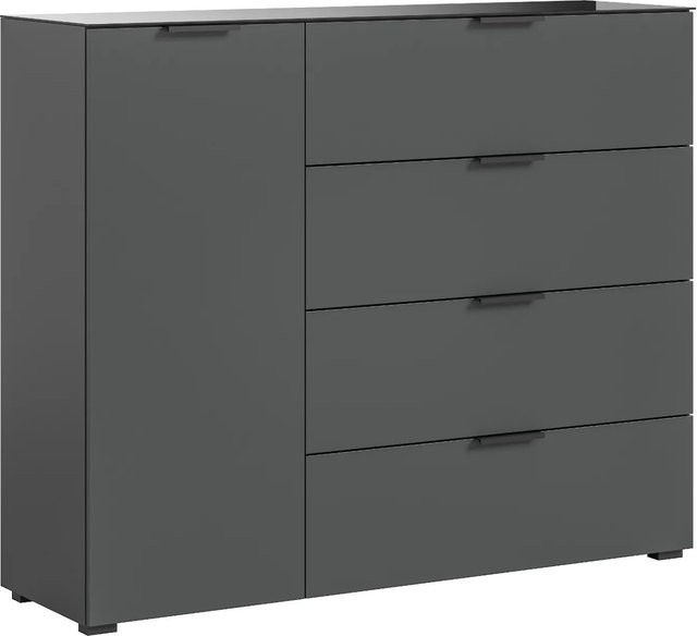 Inn.Furn Kommode Riano in Grau mit Glas und Soft-Close, Breite: 135 cm, Höhe: 112 cm, Tiefe: 40 cm - Bild 1
