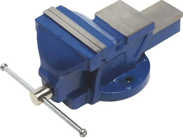 LUX-TOOLS Schraubstock in Blau und Stahl mit 125 mm Spannweite - Bild 1