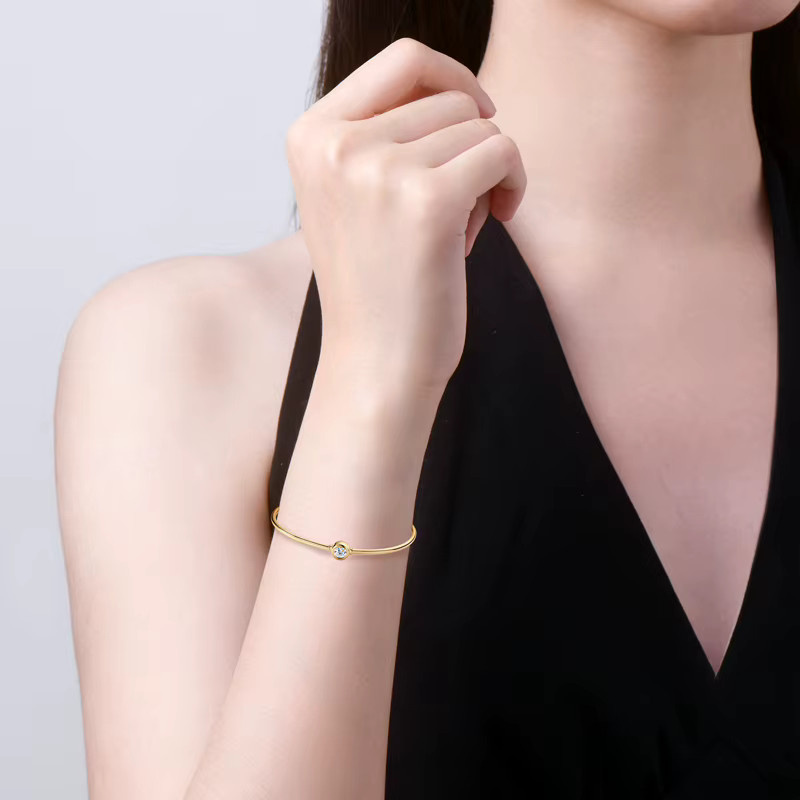 oxtao Armband 925 Sterlingsilber, 18 Karat Gelb, Moissanit, Damen - Bild 2