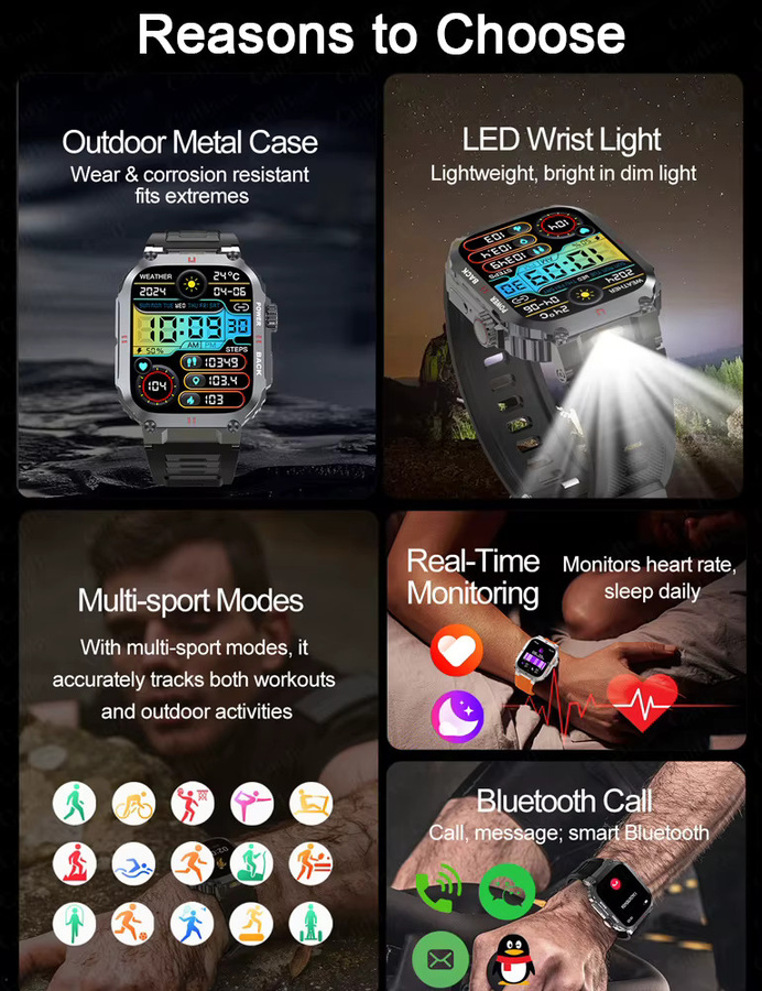 ChiBear Smartwatch, GPS, Bluetooth, Grau, Herren - Bild 2
