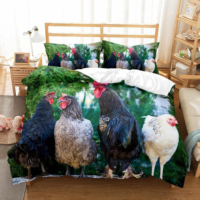 Bettwäsche-Set Your Warm Home mit Henne und Küken Motiv, 2-teilig aus Polyester, Mehrfarbig, B/H: 135 x 200 cm - Bild 1