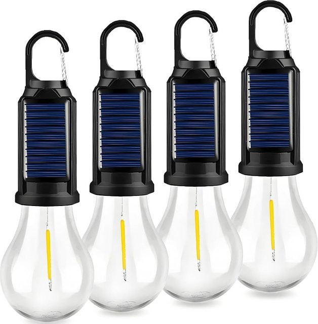 Tragbare Solar-Campinglampe mit USB-Aufladung, schwarze Notfall-Laterne mit Haken für Garten, Wandern und Outdoor-Einsätze - Bild 1