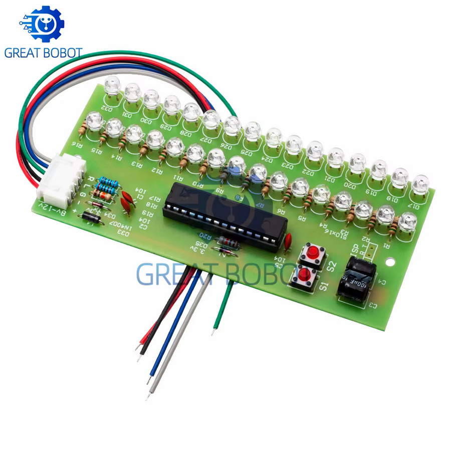 Baishundianzi MCU-gesteuertes 16-LED-Zweikanal-VU-Messgerät mit grüner Audiopegelanzeige für Verstärker (8–12 V DC) - Bild 2