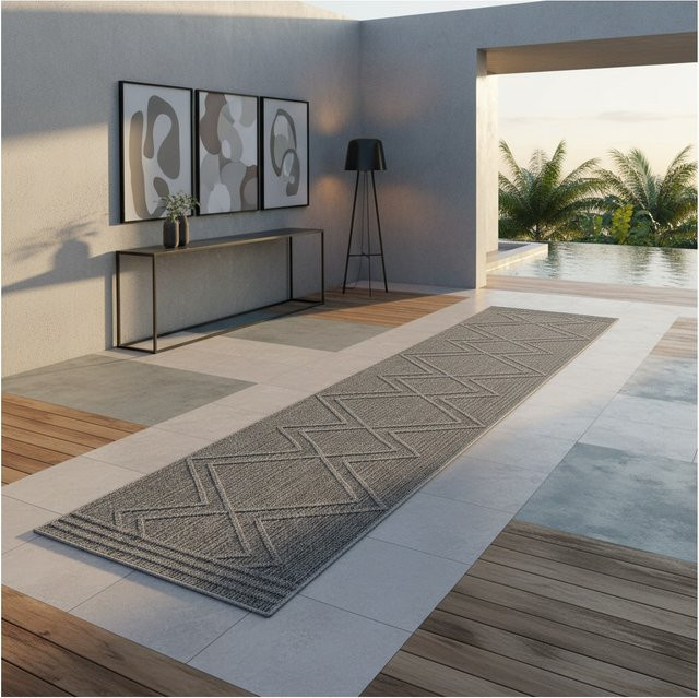Outdoorteppich Kadima Design IMST im Boho-Stil, Grau, B: 80 cm, T: 250 cm - Bild 1