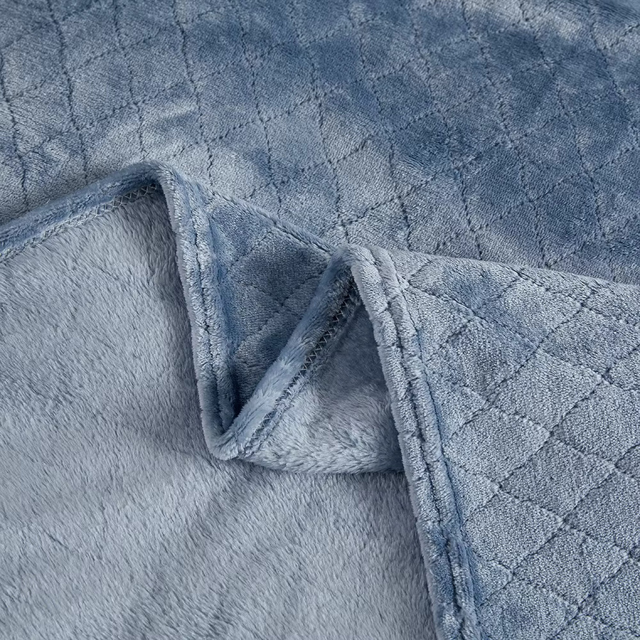 JAGDAMBE Fleecedecke aus Mikrofaser und Plüsch in Mist Blue, 280GSM Korallenfleece-Decke - Bild 2