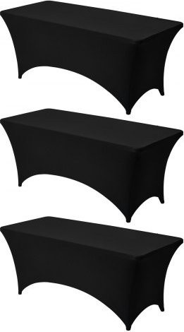 VEVOR 3er Pack Stretch Spandex Tischdecken rechteckig, Schwarz, waschbar und knitterfrei - Bild 1