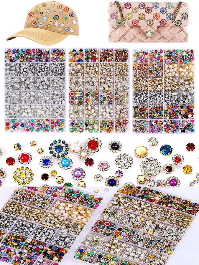 DUCRYSTAL Strass Glas Steine zum Aufnähen, Gold/Silber Fassung, Unisex - Bild 5