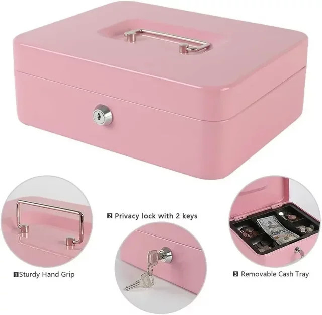 Tragbarer Schlüsselsafe aus Stahl in Rot oder Pink zur sicheren Aufbewahrung von Schlüsseln, Geld und Schmuck - Bild 1