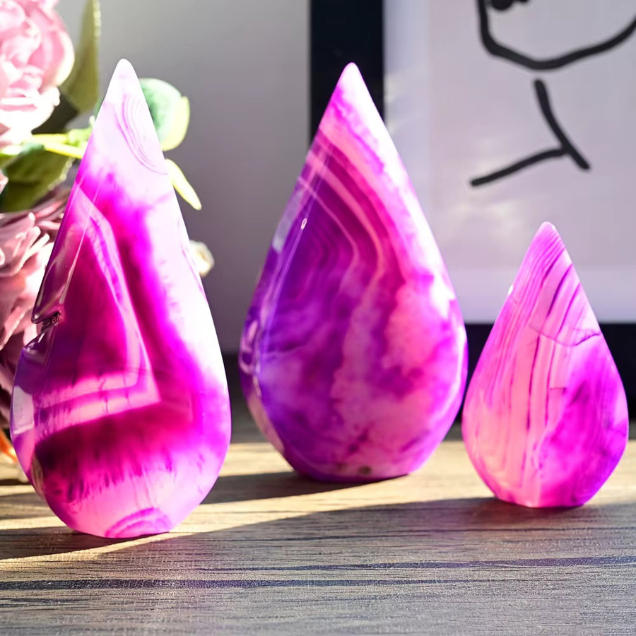 CrystalHola Achat Tropfen in Lila als böhmische Heimdekoration aus Stein - Bild 4