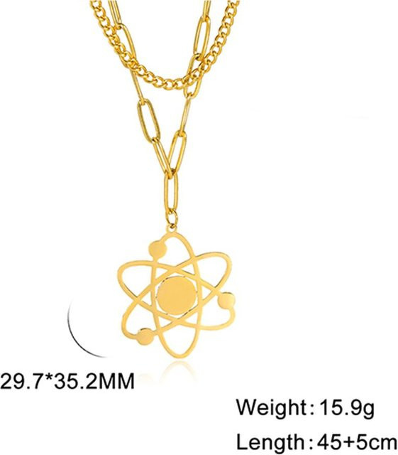YULIN Halskette mit Anhänger, Edelstahl, Gold, Damen, 50cm - Bild 1