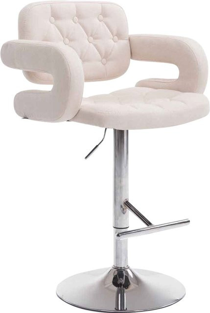 TPFLiving Barhocker Dubai mit Chromoptik Metallgestell und Stoffbezug in Beige - Bild 1