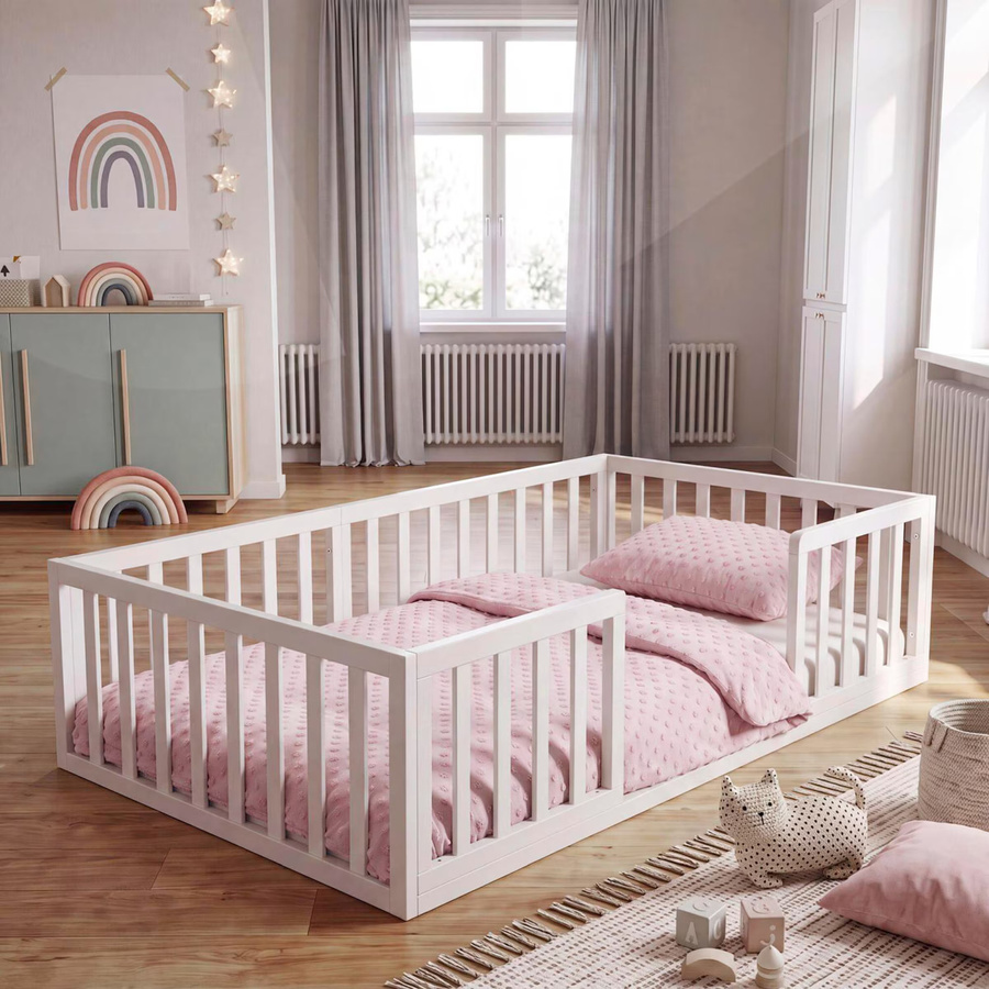 Roba Bodenbett für Kinder in Weiß, Skandinavisches Design, B/T: 140 x 70 cm - Bild 2