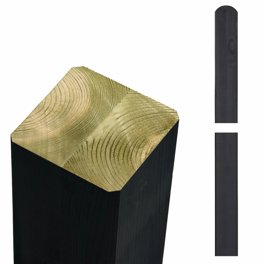 Zaunpfosten aus Leimholz Kiefer in Schwarz, B/T/H: 9 x 9 x 298 cm - Bild 2