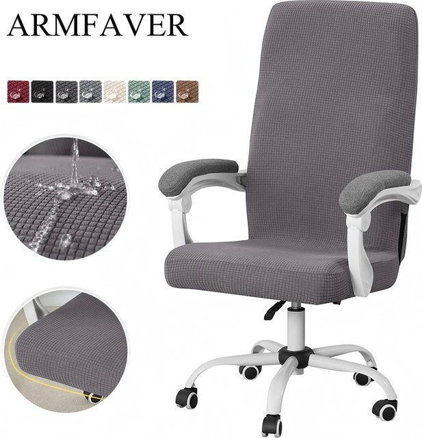 ARMFAVER Wasserdichter Bürostuhlbezug mit Reißverschluss, elastischer Schonbezug für Drehstühle in Blau oder Grau - Bild 1