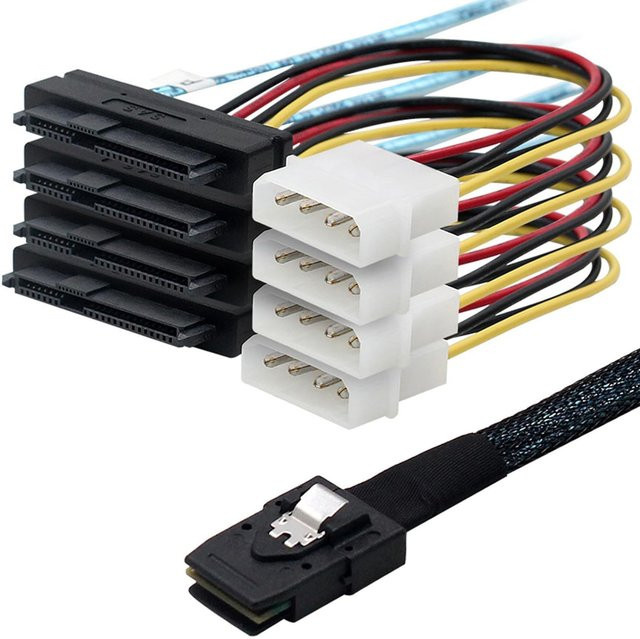 JoniSerl Mini-SAS-Kabel SFF-8087 auf 4 SFF-8482 Daten- und Stromkabel für SAS-Verbindungen - Bild 1
