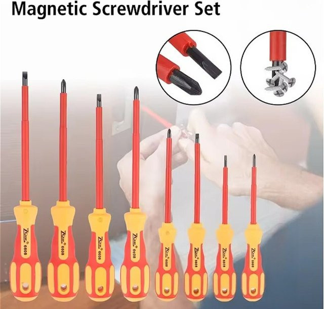 KRIOCY Magnetisches Schraubendreher-Set mit isolierten Kreuzschlitz- und Schlitz-Bits für Elektriker - Bild 1