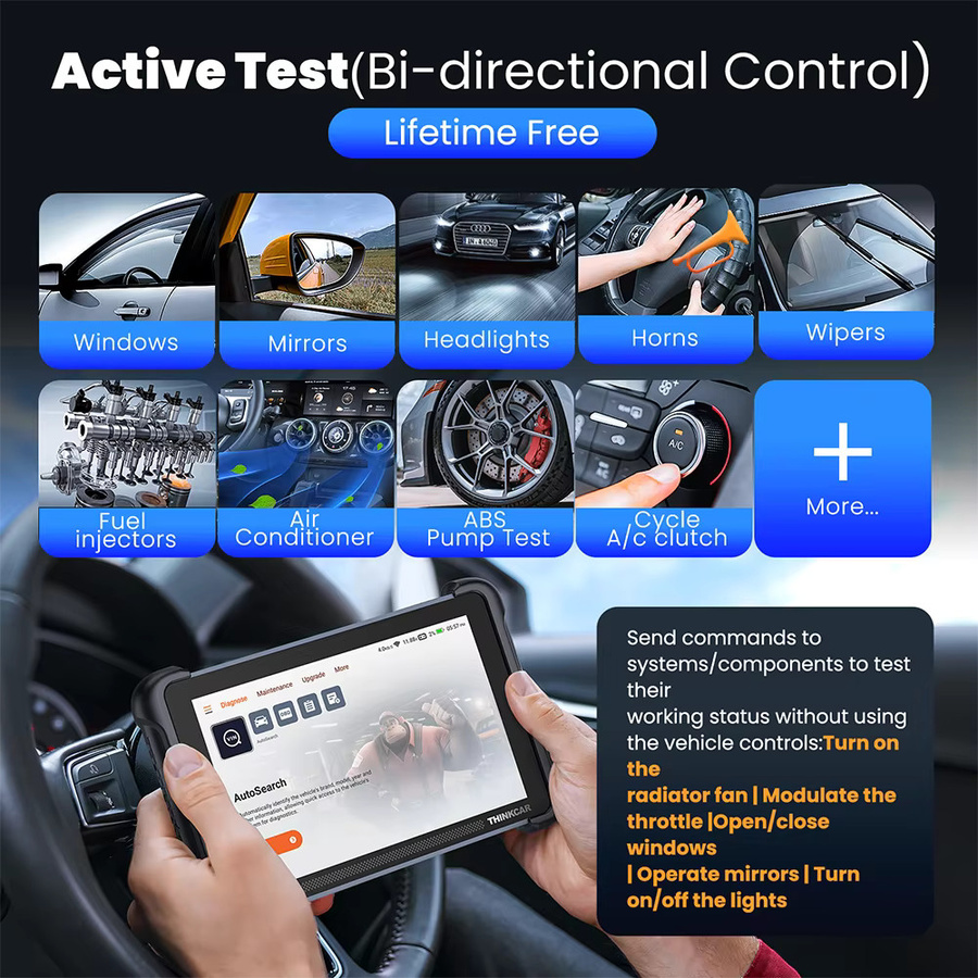 THINKCAR THINKSCAN 689BT Kfz-Diagnosetool in Schwarz mit Schlüsselprogrammierung, bidirektionalem OBD2-Scanner, ECU-Codierung, CANFD, DOIP und 34 Reset-Funktionen - Bild 4
