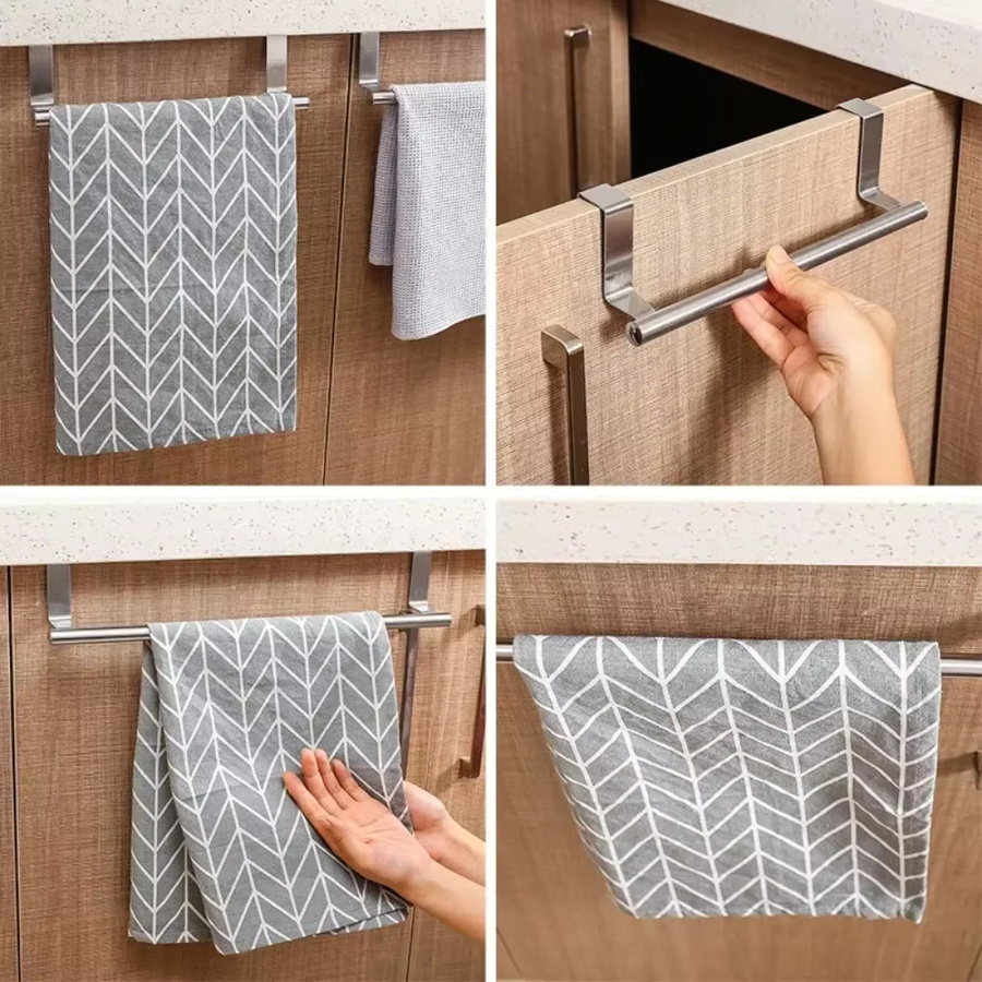 Edelstahl Handtuchhalter zum Aufhängen über der Tür, Handtuchstange in Silber/Chrom für Bad und Küche - Bild 2