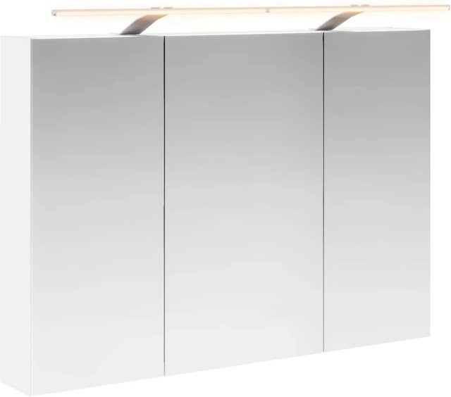 vidaXL Badezimmerspiegelschrank Weiß mit LED-Beleuchtung und Regalen, B/T/H: 100 x 14,5 x 70 cm - Bild 1