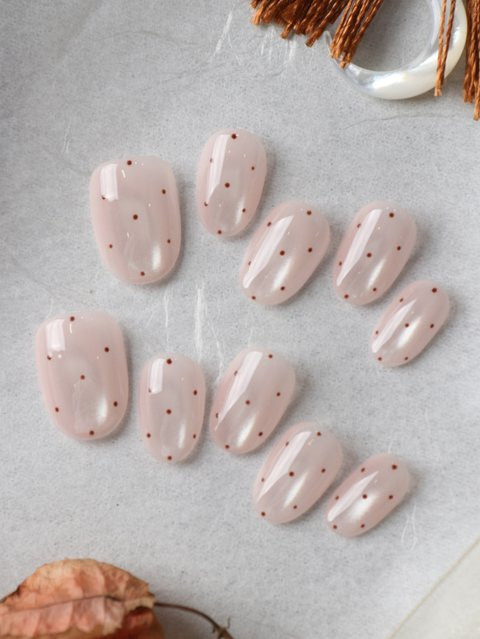 XEERCOOU Aufklebenägel, Rosa, Katzenauge Polka Dot, Glänzend, 10 Stück - Bild 1